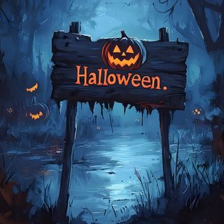 a painting of a halloween sign in the woods Halloween For Boys Best Halloween, Halloween Day, Halloween For Iphone, Free Halloween, dark slate gray