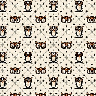 an owl and stars pattern on a white background Owl Argyle - Retro Halloween Orange Night Owls Fabric, Owl Fabric Background, Night Owl Pattern, antique white