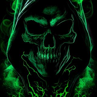a skull wearing a hoodie with green flames around it Halloween Skull 4k Best Skull 4k, Skull Android, Scull Images, Achcha, Skulls, Skull Dp, black