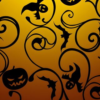 an orange background with black swirls and bats Halloween Swirls Party Halloween Pumpkin Pattern, Gothic Halloween Pattern, Spooky Orange Background, saddle brown