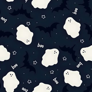 a black and white pattern with ghost faces on it's back ground, stars and bats in the background Halloween Booo Halloween Town, Halloween, Autumn Aesthetic, Fall Vibes, Bat, black