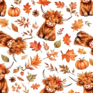 an animal with horns and autumn leaves on a white background is featured in this image Cute Halloween Highland Cow Cute Fall Backgrounds, Diamond Art, Design, peach puff