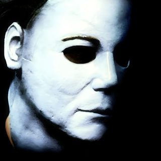the poster for michael lee curtis's film, he - 20 is shown in white Halloween H20 Halloween H20 Poster, Halloween H20 Movie Poster, Halloween 5 Michael Myers, black