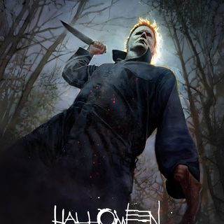 a movie poster for halloween with a man holding a knife in his hand and the words'halloween'on it Halloween 2018 Halloween Michael Myers, Jason Voorhees Movie Poster, Michael Myers Horror, black