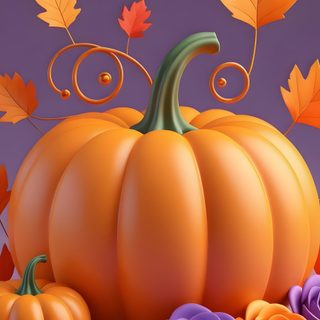 an orange pumpkin surrounded by fall leaves and flowers on a purple background with swirls Halloween Flowers Pumpkin Images, Cute Purple Pumpkin, Purple Pumpkin Ideas, Purple Pumpkin Iphone, sienna