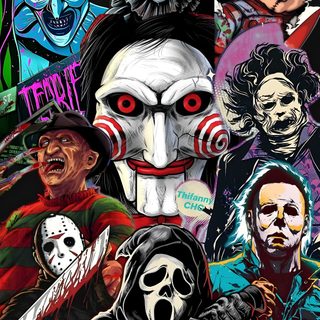 a bunch of horror movies with clowns on them Halloween Horror Movie Iphone Halloween Movie Night Party, Horror Villains, Horror Pictures, dark slate gray