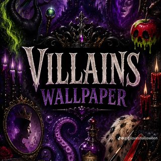 the cover to villain's wallpaper Halloween Villains black