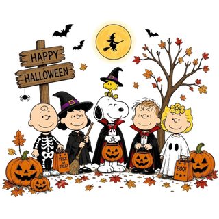 the peanuts gang is dressed up for halloween with pumpkins and jack - o'- lanterns Peanuts Halloween With Pumpkins Happy Halloween Pictures, Peanuts Halloween, Peanuts Charlie Brown Snoopy, white