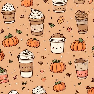 an image of cupcakes and pumpkins on a brown background Cute Halloween Coffee Cute Fall Iphone, Fall Backgrounds Iphone Aesthetic, Backgrounds Autumn, burlywood