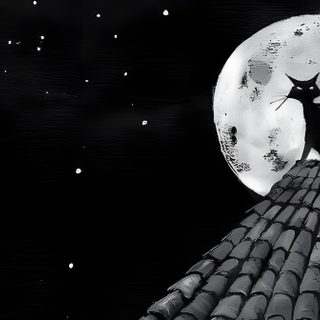 a black and white drawing of a cat on top of a roof with the moon in the background Halloween Tim Burton Goth Ipad, Tom Burton Aesthetic, Tim Burton Ipad, Burtonesque Aesthetic, black