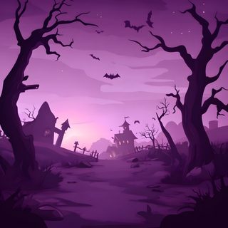 a purple halloween scene with bats flying in the sky and trees on either side of the road Purple Halloween Background Halloween Purple Background, Halloween Background Purple, Purple Tone Spooky Scene, dark slate blue