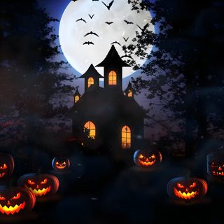 halloween pumpkins lit up in front of a full moon Halloween 4k Video Cute Halloween Pc, Horror For Laptop, Halloween Background Gif, black