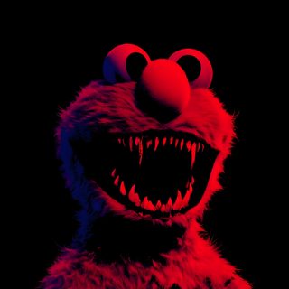 a red and black photo of an evil looking sesame character with his mouth wide open Elmo Halloween Creepy Art, Smash Bros, Gothic Fashion, Tattoo Designs, Black Women, Tshirt Print,