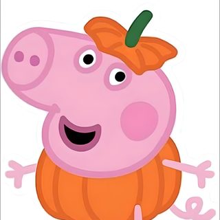 a pink pig with an orange hat and green leaves on it's head standing in front of a white background Peppa Pig Halloween Peppa Pig Halloween Party, Peppa Halloween Png, Peppa Pig Autumn, Peppa Pumpkin, snow
