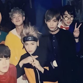 a group of young men posing for a photo in front of a halloween tree with fake pumpkins on it Bts Halloween Laptop Bangtan Photos, Fall Bts, Bts Year, Bts Orange, Bts Eras, dark slate gray
