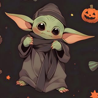 the baby yoda is surrounded by pumpkins Baby Yoda Halloween Cute Halloween Iphone, Baby Yoda, Preppy Baby Yoda, dark slate gray