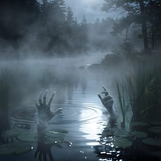some water plants trees and a full moon Halloween Swamp Spooky Lake, Horror Nature, Gothic Fantasy Art, Fantasy Art, Spooky River, dark slate gray