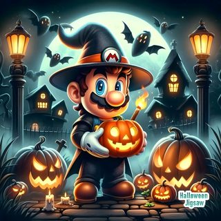 an image of a cartoon character with pumpkins Halloween Mario Mario Halloween Background, Halloween Mario, Super Mario Halloween Background, dark slate gray