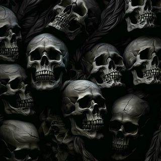 a bunch of skulls that are in the dark Halloween Skulls Dark Skull Art, Gothic Skull Decor, Halloween Decoration Ideas, black