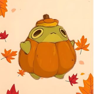 a cartoon character floating in the air surrounded by leaves Frog Halloween Halloween, Animals, Cute Frogs, Cute Halloween Frog Drawing, peach puff