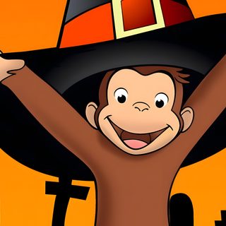 a cartoon monkey wearing a witches hat Curious George Ipad Halloween Curios George Background Fall, Curious George Halloween, Curious George Ipad Halloween, saddle brown