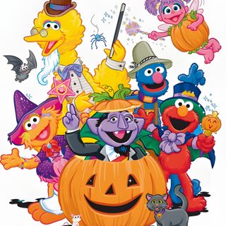 the sesame street characters are all dressed up in costumes and pumpkins for halloween time Sesame Street Halloween Elmo Happy Halloween, Sesame Street Halloween Clipart, Sesame Street Characters Vampire, burlywood