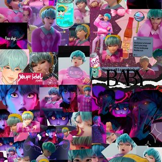 the collage shows many different images of people in pink, blue and green hair Baby Saja Halloween Rock Crafts, Saja Boys, Baby Saja Wallpers, dim gray