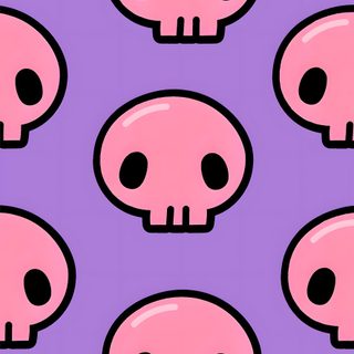 a purple background with black and pink skulls on it Pink And Purple Halloween Kuromi Skull, Skull, Pink Skull, Purple, Pink,