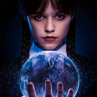 a woman holding a crystal ball in her hands Wednesday Halloween Andrew Mccarthy, Luis Guzman, Film Netflix, Wednesday Movie, Fred Armisen, black