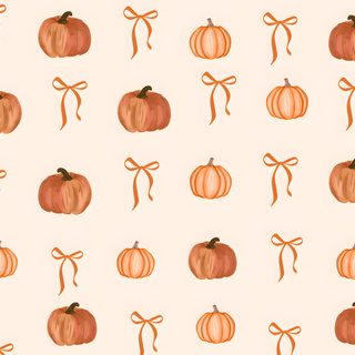a pattern with pumpkins and bows on a pink background that is drawn in watercolor Pumpkin Pumpkin Cute Halloween Fall Aesthetic Background Computer, Thanksgiving Mac, Pumpkin With Bows, linen