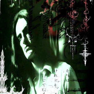 a woman's face is shown in front of an abstract background with black and white images Type O Negative And Pantera On Halloween black
