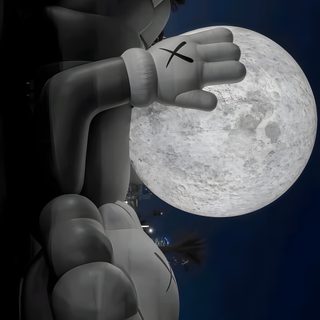 an image of a cartoon character holding the moon Halloween Kaws Nike, black