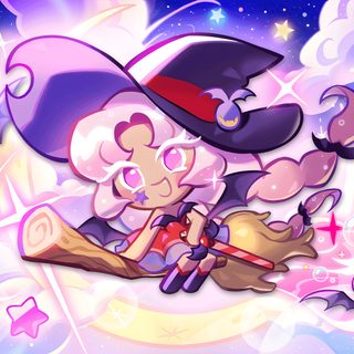 two cartoon mice sitting on top of a wooden sleigh in front of stars Crk Halloween Cake Witch Crk, Cream Soda Cookie Run Pfp, Cream Soda Cookie, Pink Lemonade Cookie Run, thistle