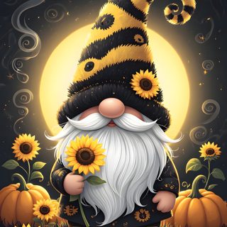 a gnome with sunflowers in front of a full moon Halloween Gnome Ideas Gnome Background, Elephant Phone, Gnome, Gnome Images, Gnome Pictures, dark slate gray