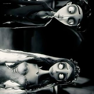 two dolls that are sitting next to each other Halloween Corpse Bride Corpse Bride Movie, Emily Corpse Bride, Don Pablo, Ipad, Tim Burton Corpse Bride, black
