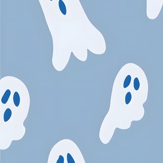 a blue and white pattern with ghost like shapes on the side, in front of a light blue background Cute Light Blue Halloween Halloween Backgrounds, Cute Blue, Halloween Iphone,