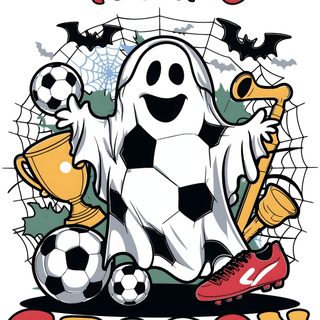 a soccer poster with the words tis the season Halloween Soccer Halloween Soccer, Soccer Halloween Jokes, Halloween Football Poster Ideas, white smoke