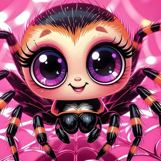 a cute little spider with big eyes on a pink background Cute Halloween Spider pale violet red
