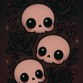 three skulls and roses on a black background Cute Halloween Skull Skull Backgrounds, Aesthetic Goth Pictures, Halloween Goth, Cute Skull Aesthetic, black