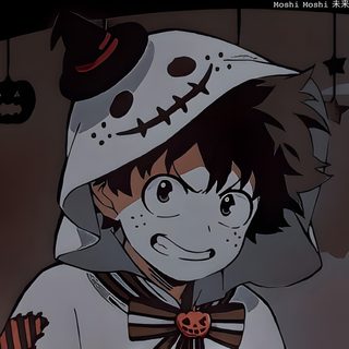 a cartoon character wearing a hat and scarf Aesthetic Mha Halloween Izuku Midoriya Halloween, Halloween Pfp Boy, Halloween Profile Pics Anime, dark slate gray