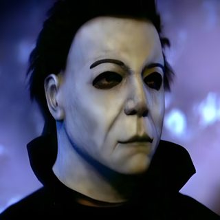 an image of a man with black makeup Halloween Resurrection Michael Myers Face 2007, Michael Myers Without Mask, Michael Myers Eyebrows, dark slate blue