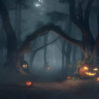 halloween pumpkins lit up in the dark forest Halloween 4k Live Halloween Live, Halloween Invitaciones, Best Ghost Stories, Creepy Pumpkin, dark slate gray