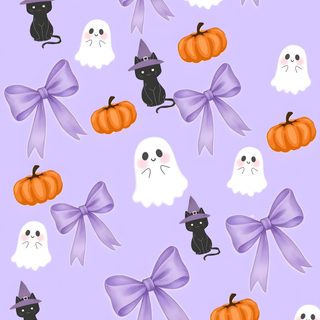 halloween seamless wallpaper with ghost and pumpkins Cute Cute Purple Halloween lavender