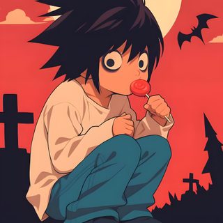 an anime character sitting on top of a pumpkin Anime Halloween Phone Pumpkin, Halloween Pumpkins, Iphone, Halloween, indian red