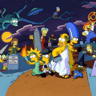 the simpsons family is standing in front of their graves at night with other characters Simpsons Halloween 4k Simpsons Tapped Out Halloween, Simpsons Halloween, Simpsons Halloween Special, dark slate gray