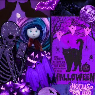 halloween collage with purple and black background Purple Preppy Halloween Halloween Cute, Birthday Ideas For Her, Black And Purple, indigo