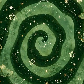 an abstract painting with stars and swirls in the center, on green paper background Cute Green Halloween For Green Iphone, Litha Phone, Iphone 15 Green,