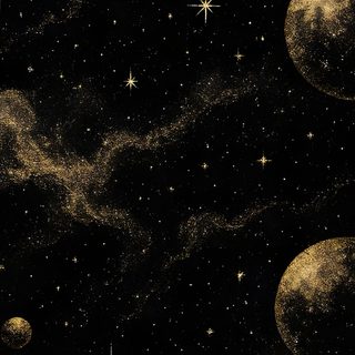 an image of stars and planets in the night sky with gold paint on black paper Black And Gold Halloween Dark Brown Colour Background, Vintage Celestial Background, Night Theme Background,