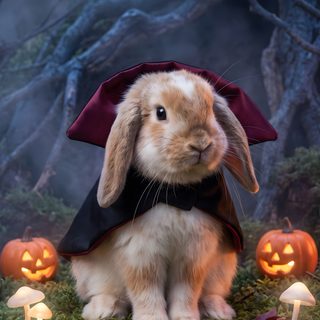 a rabbit dressed as a wizard sitting in the grass Halloween Bunny dark slate gray
