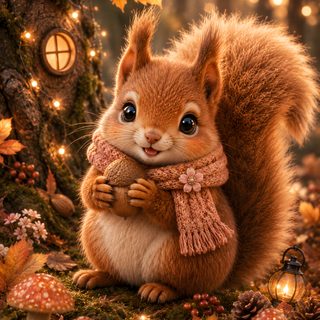 a red squirrel with a scarf around it's neck sitting in front of a tree Squirrel Halloween Squirrel Pictures, Magical Creature, Cute Squirrel, Baby Squirrel, saddle brown